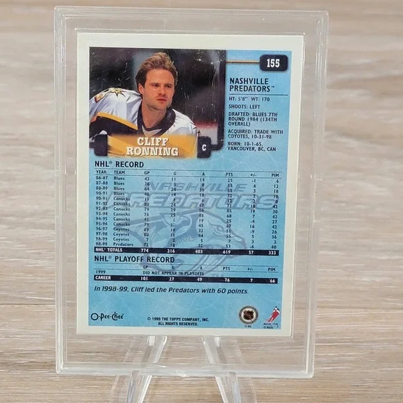 Cliff Ronning 1998 99 Nashville Predators O Pee Chee Autographed Hockey Card - Picture 2 of 6